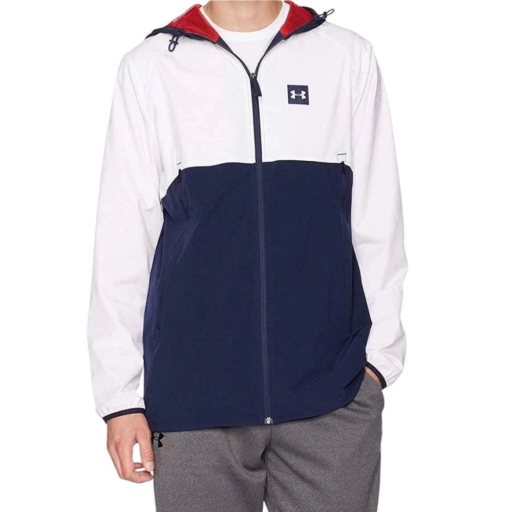 Under Armour Sportstyle Fishtail Storm Full Zip Hooded Jacket Mens Small Navy